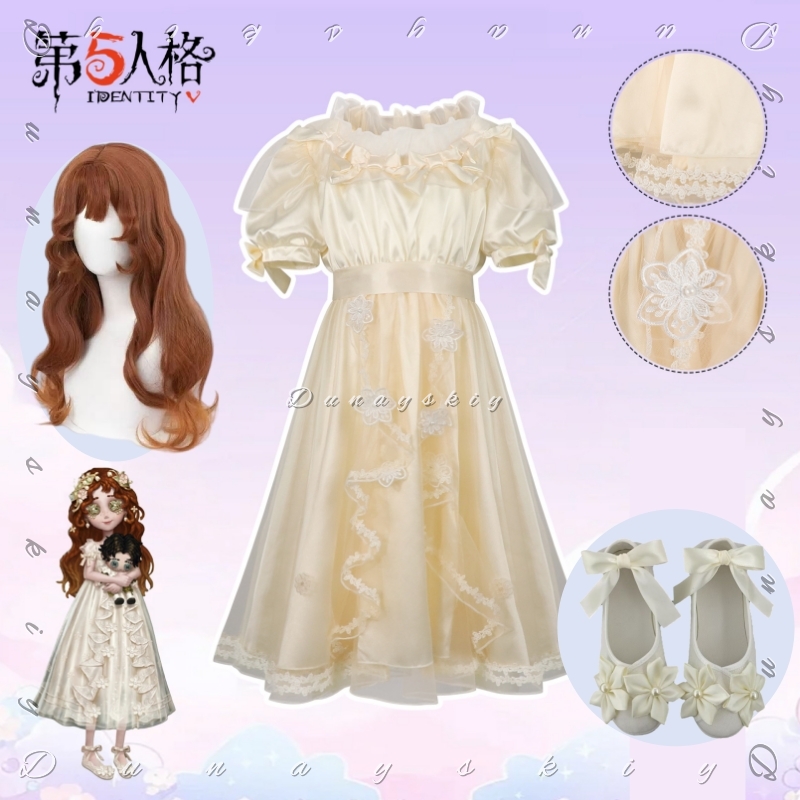 Embroidery Yellow Dress - Sepatu Kostum Cosplay Identity V Little