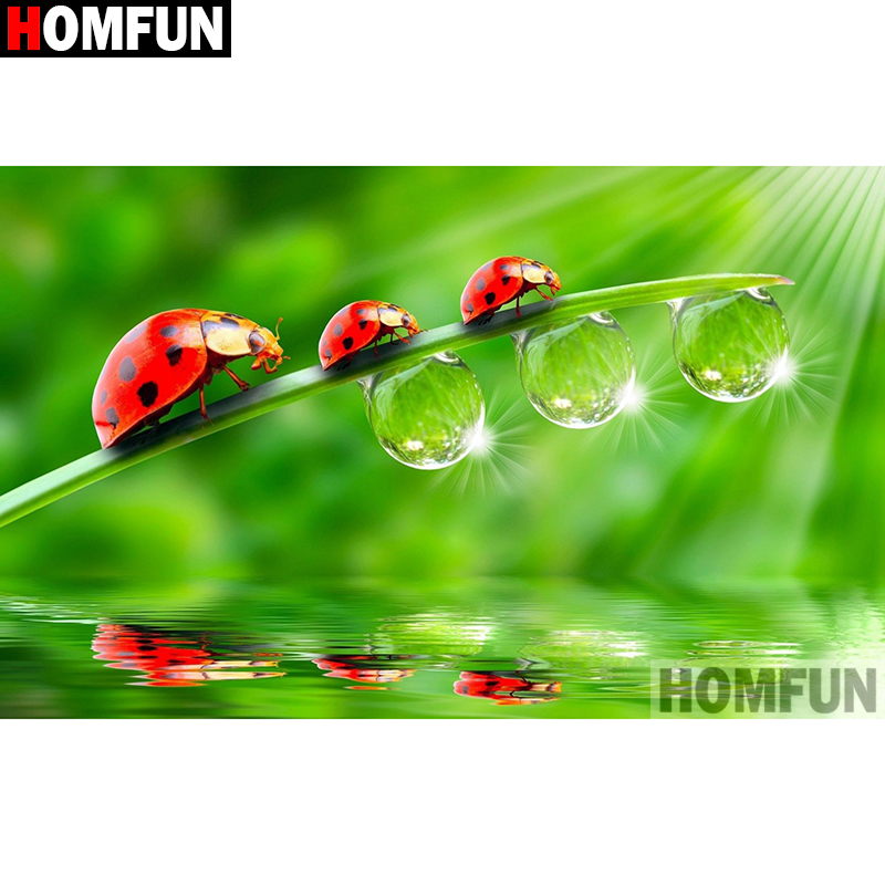 Embroidery Lady Bug - HOMFUN Seni 5D Diy Lukisan Berlian