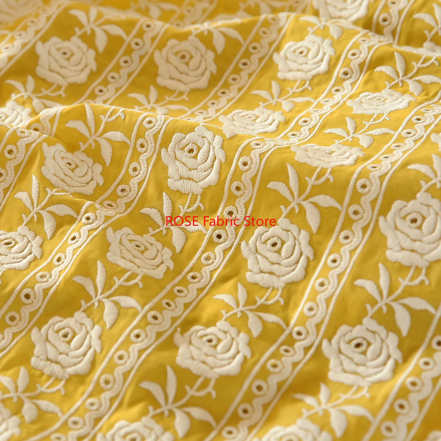 Embroidery Yellow Dress - Kain Katun Prancis Bordir Berat Motif