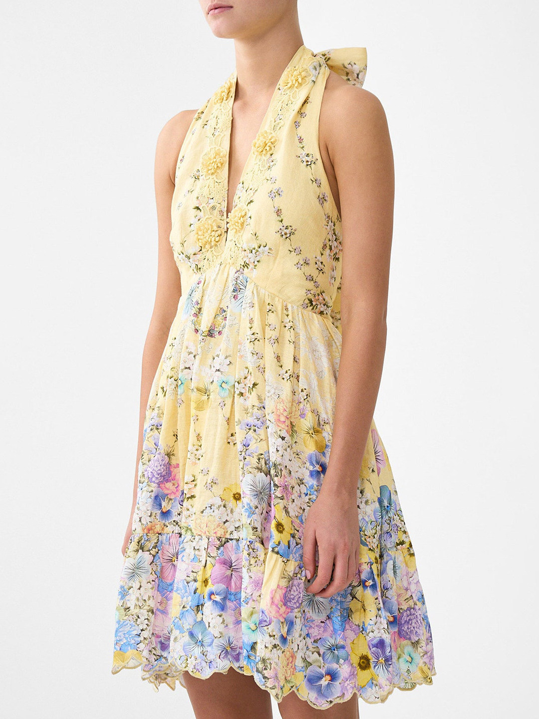 Gaun A-Line Berlubang dengan B - Embroidery Yellow Dress ulasan dan harga