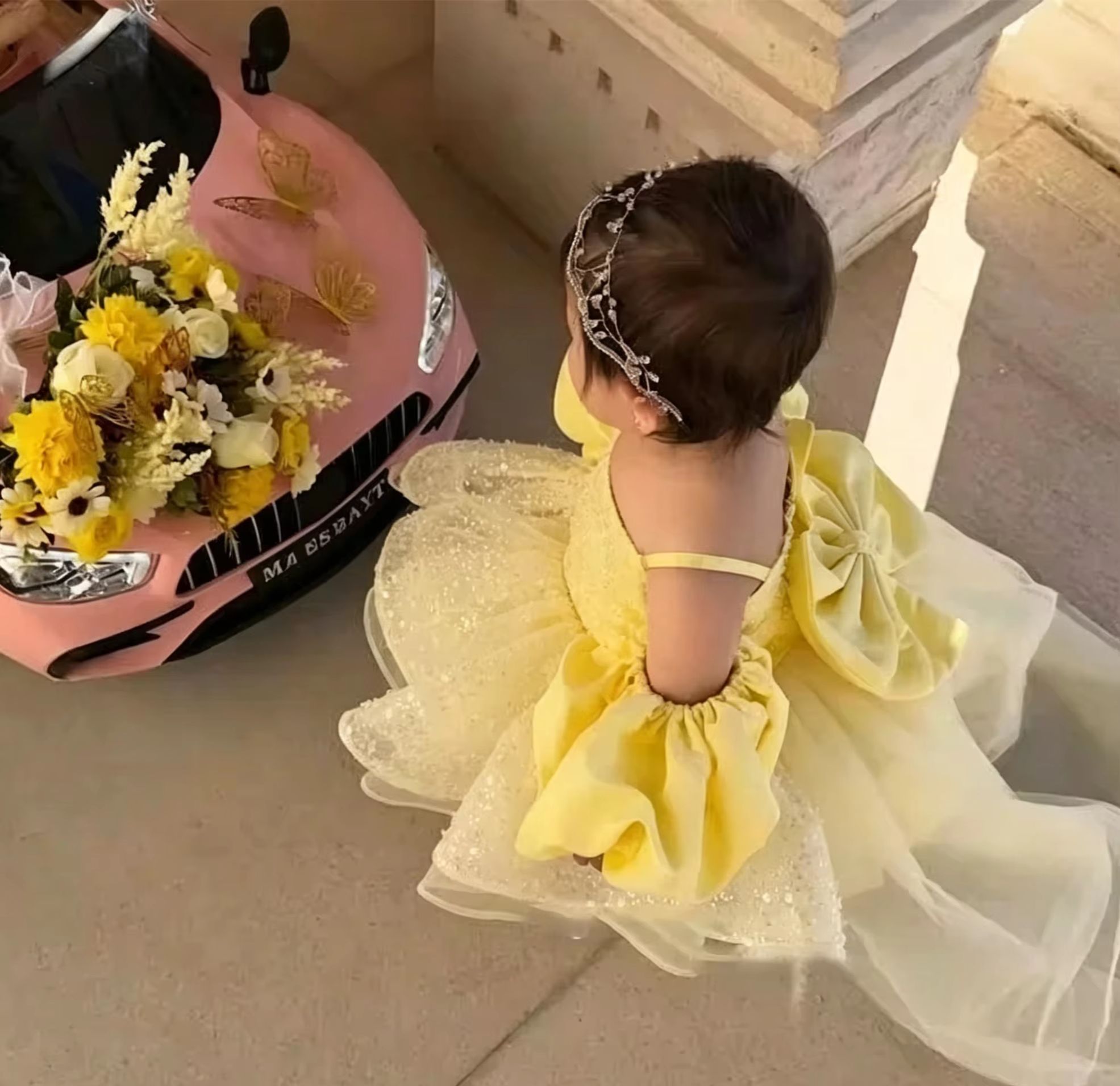 Gaun Gadis Bunga Kuning Lucu u - Embroidery Yellow Dress ulasan dan harga