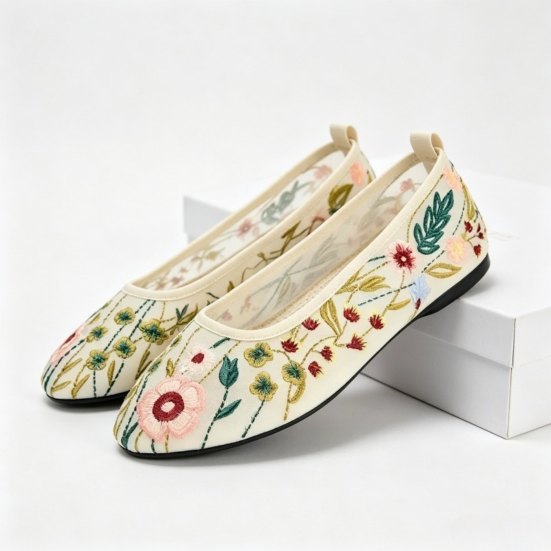 Sepatu Flat Balet Jaring Ujung - Embroidery Meaning ulasan dan harga