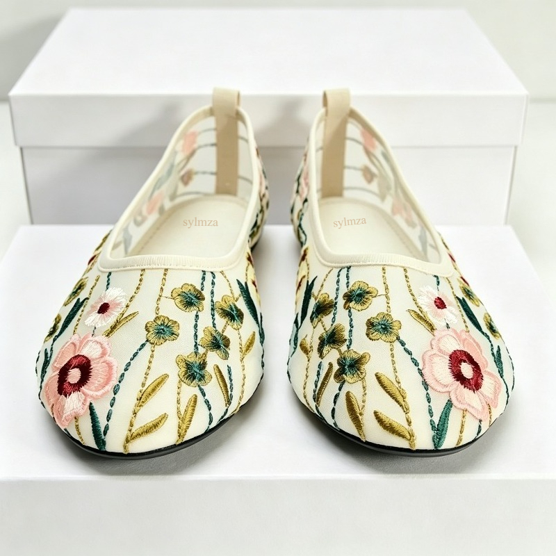 Sepatu Flat Balet Jaring Ujung - Embroidery Meaning ulasan dan harga