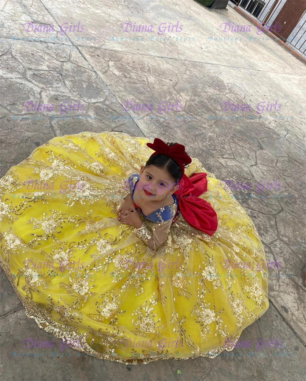 Gaun Pesta Anak Perempuan Mode - Embroidery Yellow Dress ulasan dan harga