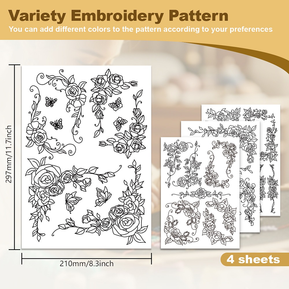 38 buah stiker bordir motif ma - Embroidery Rose ulasan dan harga