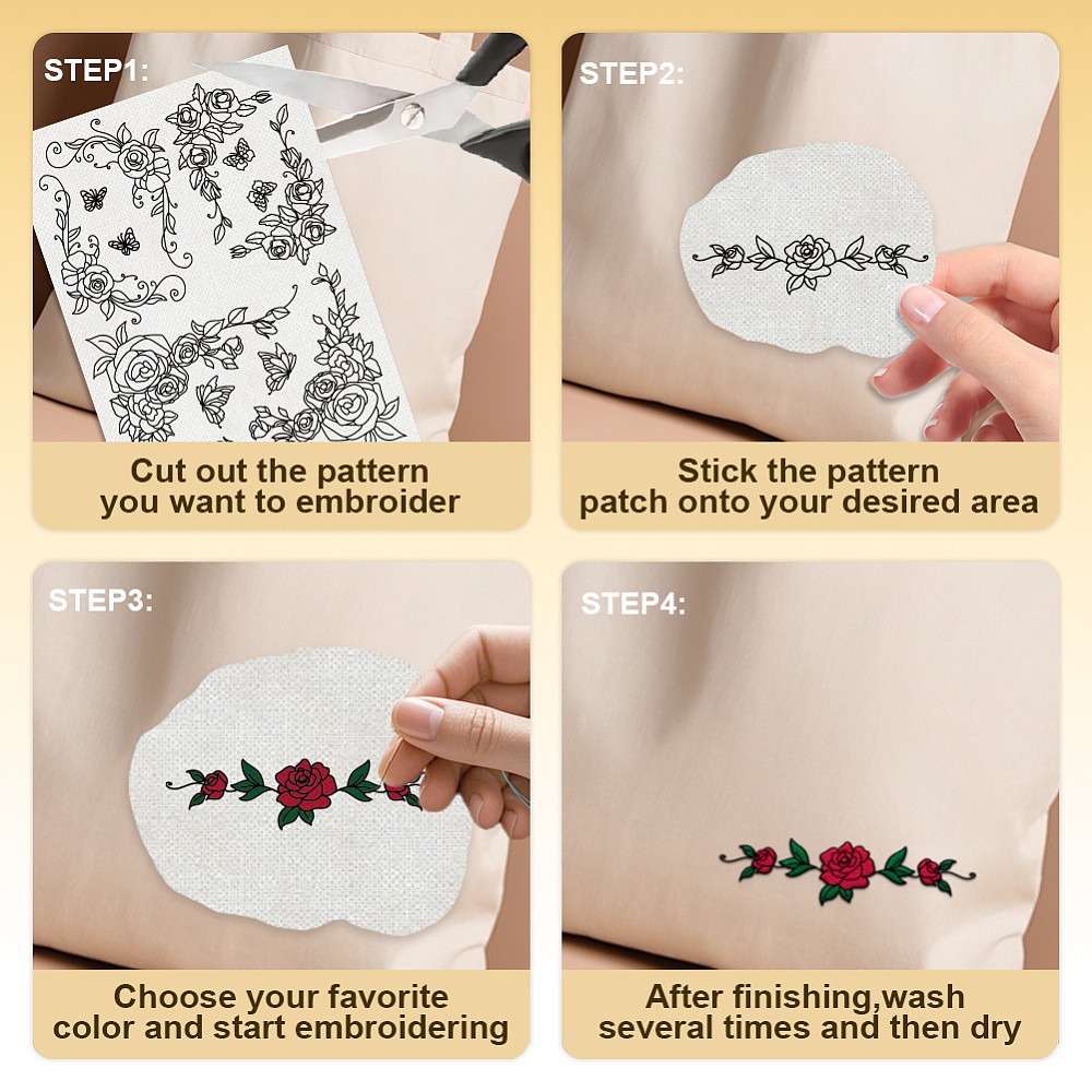 38 buah stiker bordir motif ma - Embroidery Rose ulasan dan harga